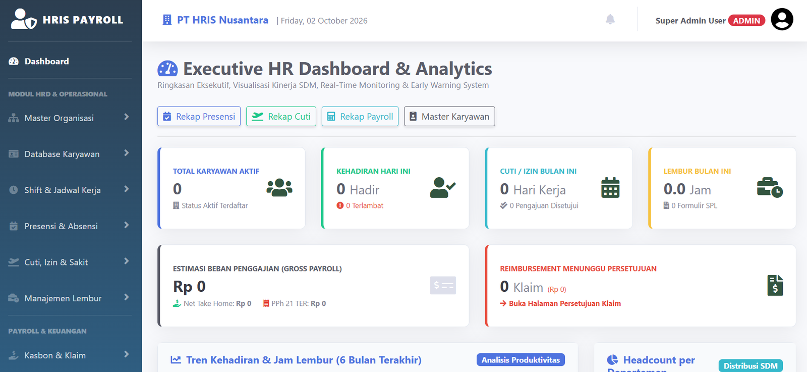 HRIS Pro: Sistem Informasi Manajemen SDM, Payroll & Shift Kerja Terpadu + Android APP