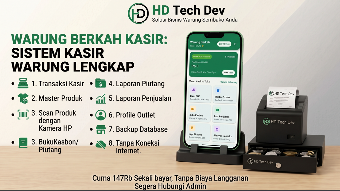Aplikasi POS Toko Kelontong Offline & Catat Kasbon Tanpa Biaya Langganan